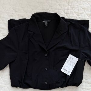 Athleta Midnight Black Button-Up Short Romper Small Lightweight